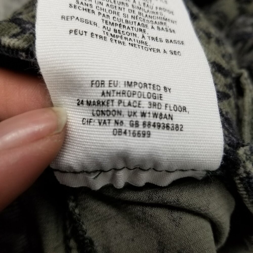 Pilcro Jeans Womens 28 Serif Olive Green Camo Print Corduroy Skinny Stretch - Picture 15 of 15